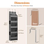 Lifewit single-piece backdoor storage rack, 5-tier transparent window storage shelf with 4 mesh pockets, anti-tilt, 40 lb load capacity, grey - LH24091.01GY.V1.M02